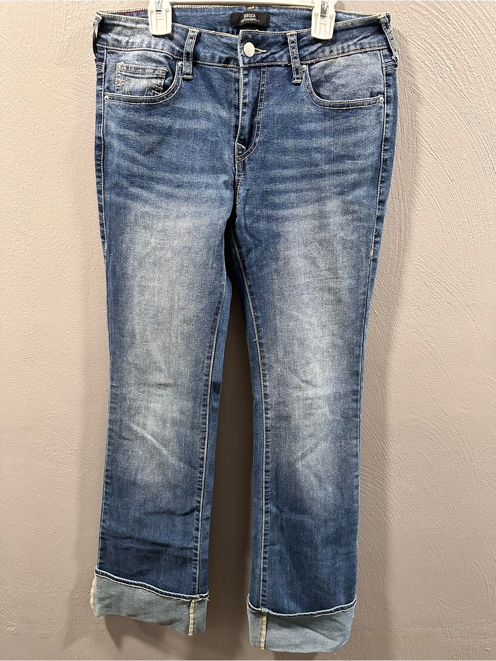 True Religion Medium Blue Bootcut Jeans with Cuffed Hem